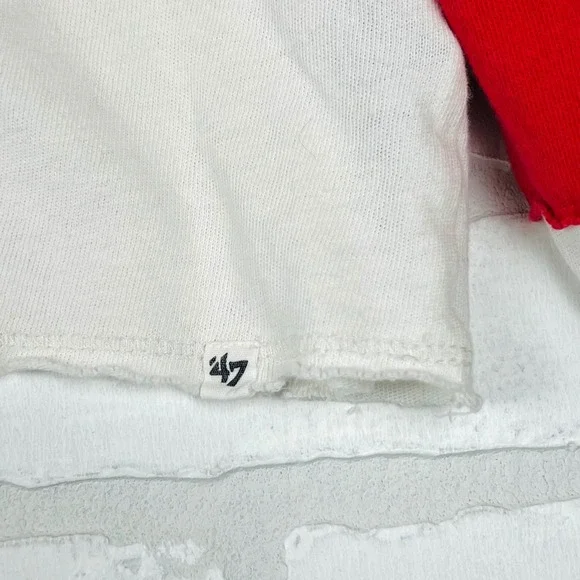 47 Brand Kansas City Chiefs Cropped Long Sleeve Colorblock Shirt Red White XL - Picture 13 of 16
